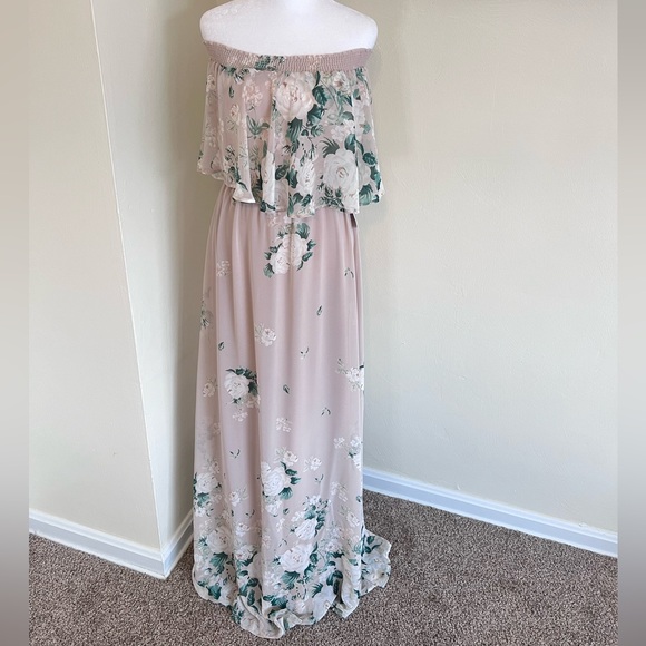 NWT Show Me Your MuMu Hacienda Maxi Ruffle Floral Light Pink Dress Size Small - Picture 3 of 10